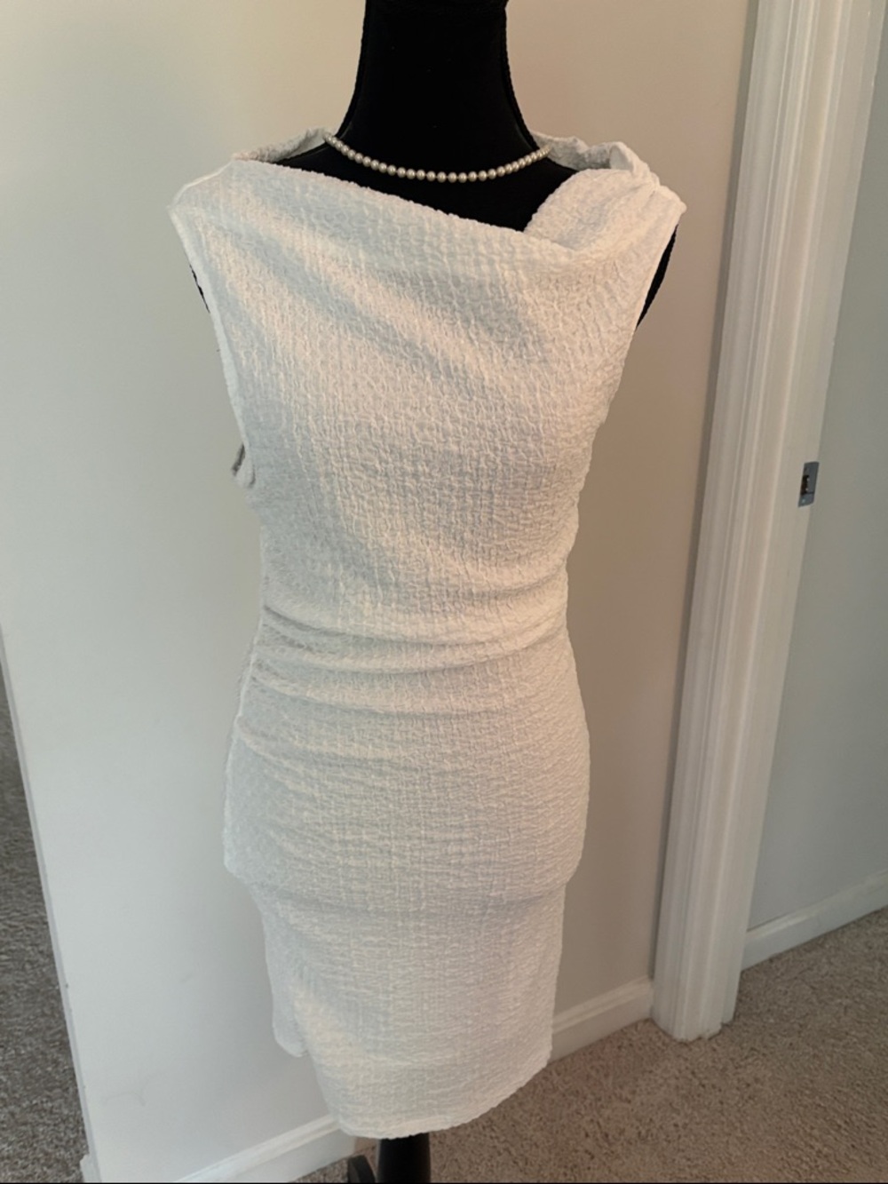 Blashe White Textured Sheath Dress | Stretch Beautiful Spring or Summer